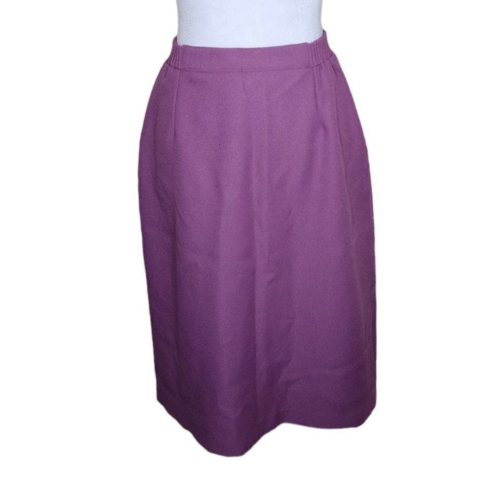 Vintage 1980s Pencil Skirt Womens Size 8 Purple Pockets Classic Office Work Wear